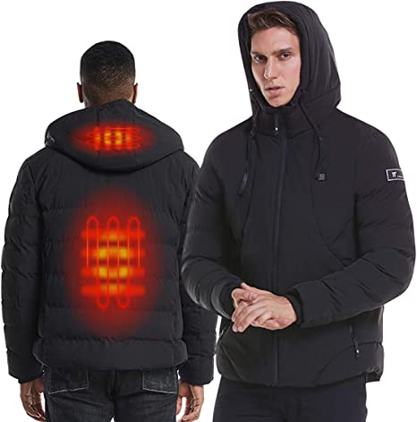Sidiou Group Anniou USB Heating Electric Jacket Rechargeable Winter Warm Down Cotton Jacket Hoodie Heating Coat (Packing Not Include Power Bank)