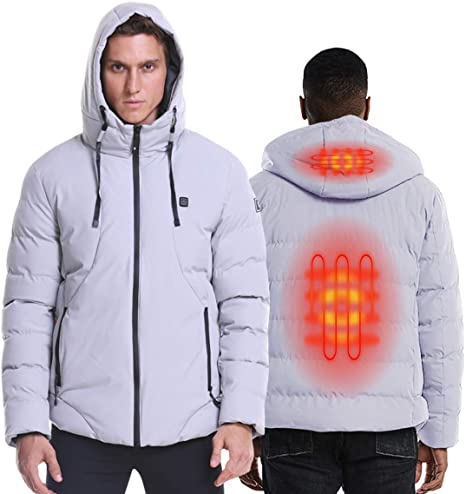 Sidiou Group Anniou USB Heating Electric Jacket Rechargeable Winter Warm Down Cotton Jacket Hoodie Heating Coat (Packing Not Include Power Bank)