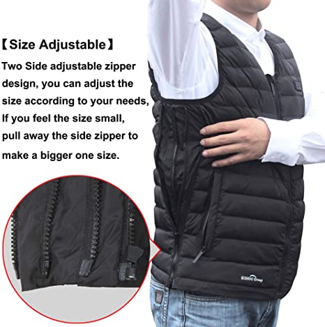 Sidiou Group Anniou Electric Heated Vest For Men Women Double Switch Adjustable Size USB Heated Waistcoat Washable Warm Heating Gilet（Without Power Bank）