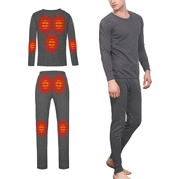 Sidiou Group Anniou Electric Heating Thermal Underwear Set USB Heated Underwear for Men Women Winter Warm Fleece Lining Long Sleeve Top and Pants Set
