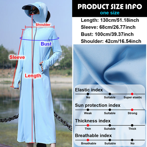 Sidiou Group Anniou Women Long Anti UV Jacket With Face Visor Shield  Outdoor Sports UPF50+ Sun Protection Clothing Breathable  Cycling Fishing Coat