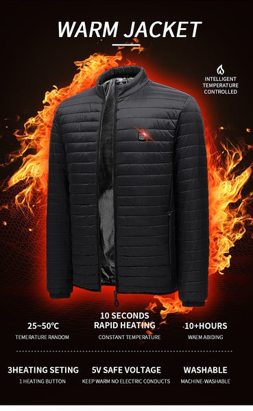 Sidiou Group Anniou Men Ultralight Heated Jacket Winter Warm USB Heating Smart Hooded Heated Clothing Waterproof Thermal Padded Jacket