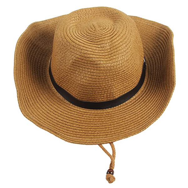 Sidiou Group Anniou Men's Western Straw Cowboy Hat Women Beach Cap Wide Brim Church Cap Unisex Fedora Trilby Sun Hat Gambler Hat With Chin Strap