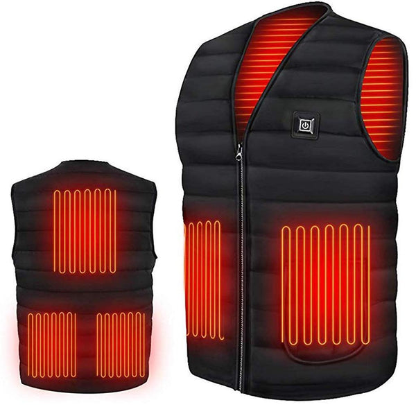 Sidiou Group Anniou Men Outdoor USB 5 Zones Infrared Heating Vest Jacket Winter Flexible Electric Heated Thermal Waistcoat for Hiking（Without Power Bank）