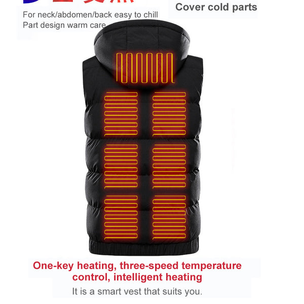 Sidiou Group Anniou New Winter Heating Vest Men Women Plus Size Warm Heated Smart Jacket USB Heated Hoodied Vest（Without Power Bank）