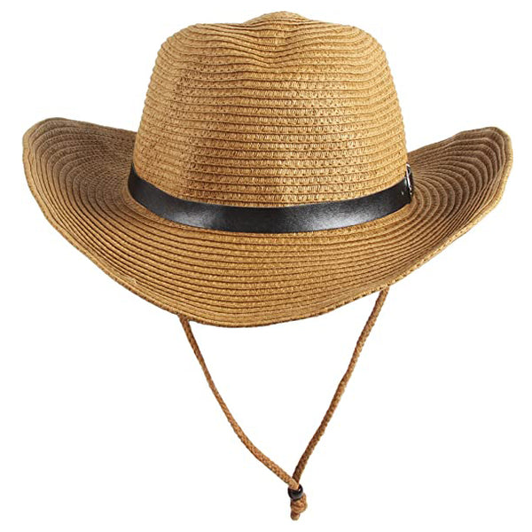 Sidiou Group Anniou Men's Western Straw Cowboy Hat Women Beach Cap Wide Brim Church Cap Unisex Fedora Trilby Sun Hat Gambler Hat With Chin Strap