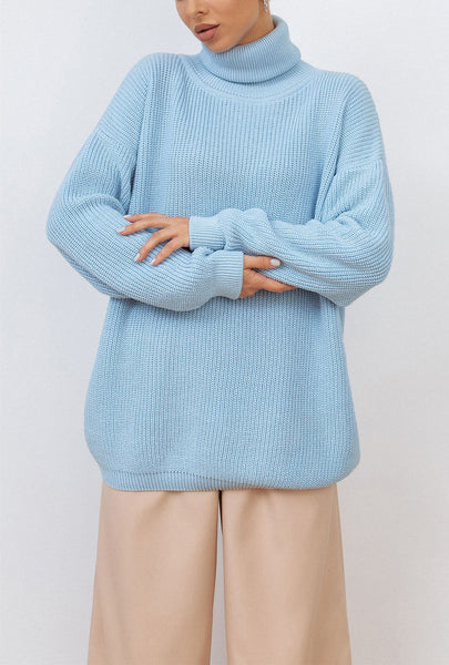 Sidiou Group Anniou Women's Oversize Sweater Turtleneck Long Sleeve Autumn Winter Loose Long Jumper Knitted Warm Sweaters for Women