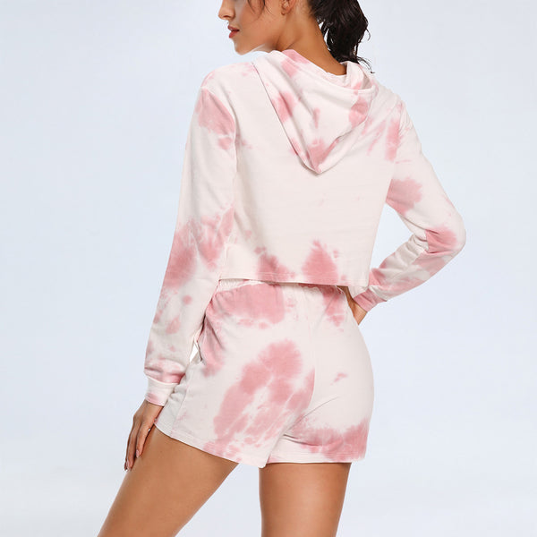 Sidiou Group Anniou Women High Street Vintage Tie-Dyed Print Hoodie Sweatshirt & Jogging Pants Two Pieces Sweatshirts Set