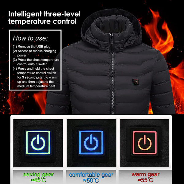 Sidiou Group Anniou Duck Down Heated Jacket with 10000mAh USB Rechargeable Battery Smart Phone APP Control Temperature Electric Heating Jacket Coat for Women and Men