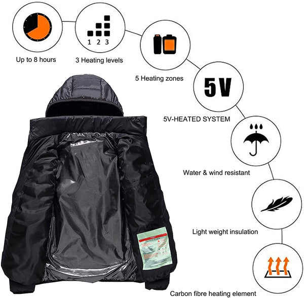 Sidiou Group Anniou Duck Down Heated Jacket with 10000mAh USB Rechargeable Battery Smart Phone APP Control Temperature Electric Heating Jacket Coat for Women and Men