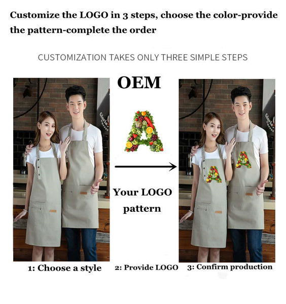 Custom Logo Design Kitchen Apron Work Apron With For Couple Wife Kitchen Gift Restaurant Apron Pattern Cooking School Aprons