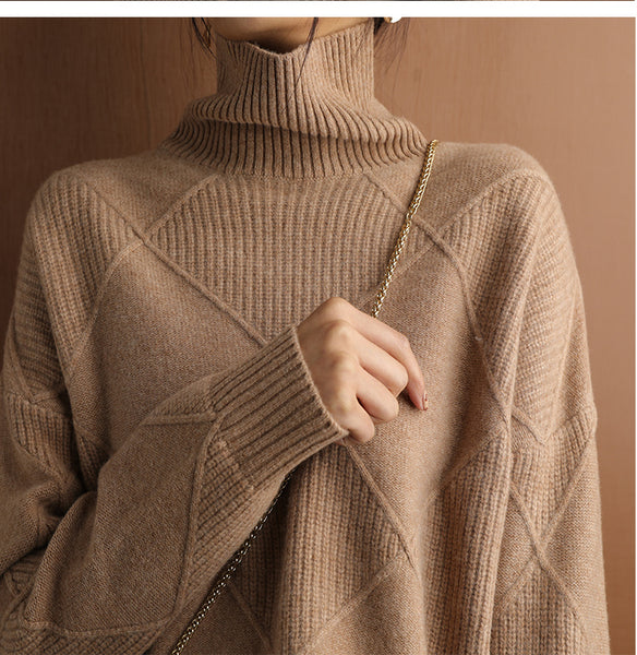 Sidiou Group Anniou Cashmere Sweater Women Turtleneck Sweater Knitted Pullover Loose Plus Size Sweaters