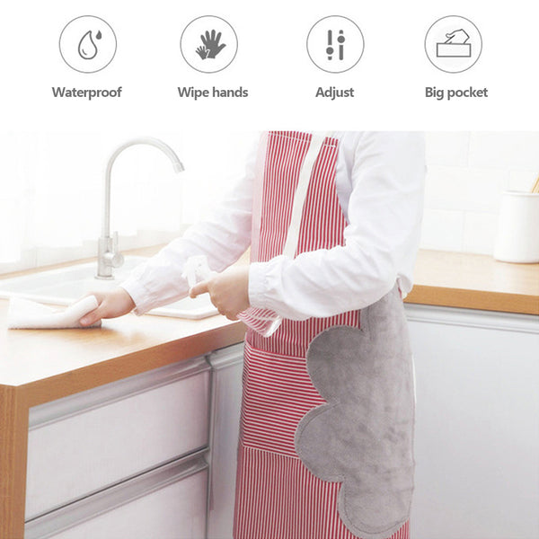 Sidiou Group Wholesale Cute Cotton Kitchen Apron Household Oil-Proof Coffee Chef Hand Wipe Sleeveless Apron With Big Pocket Women Bake BBQ Accessories