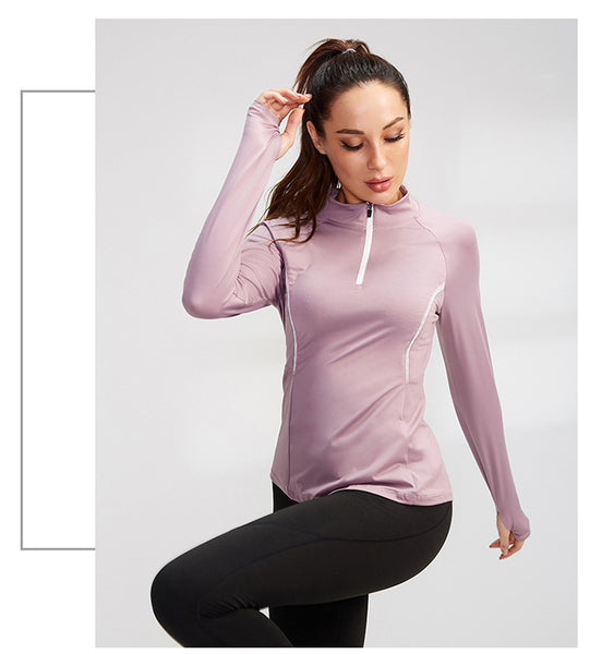 Sidiou Group Anniou Women Running Jackets Quick Dry High Elastic Compression Training Yoga and Exercise Clothing Fitness Top