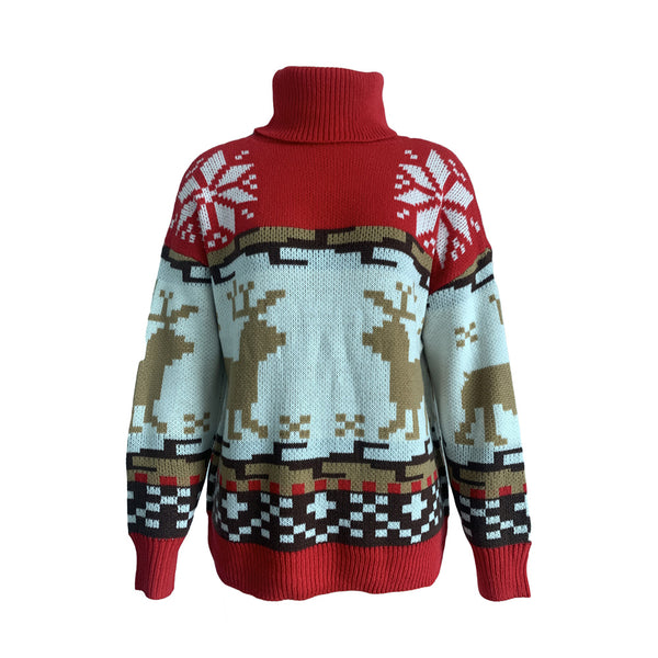 Sidiou Group Anniou Women's Christmas Turtleneck Sweaters Fall Winter Long Sleeve Jumpers Elk Snowflake Pattern Knit Pullovers Sweater