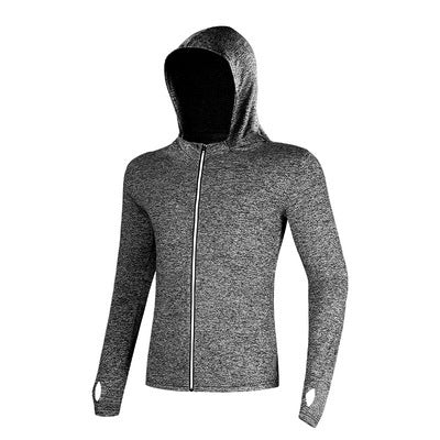 Sidiou Group Anniou Hooded Running Jacket Men Fitness Sport Jacket Coat Gym Hoodies Zipper Reflective Sweatshirt Quick-dry Training Tight Top