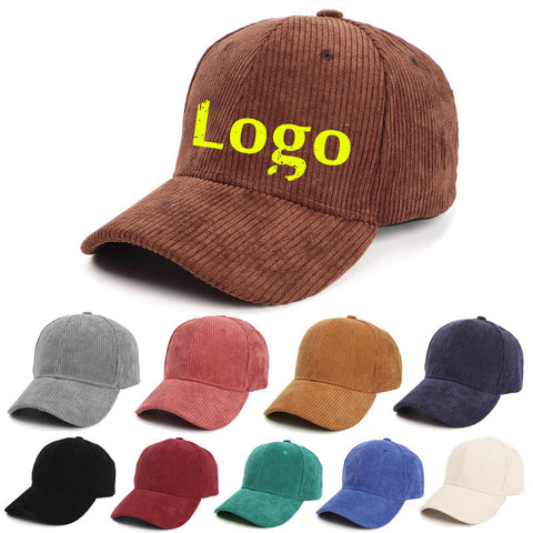 Sidiou Group Customize Logo Corduroy Sports Hat With Name Women Solid Cotton Make Your Own Hat Design Adjustable Embroidered Trucker Caps