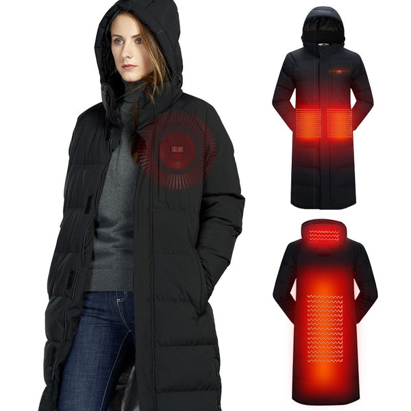 Sidiou Group Anniou Custom Battery Heated Jacket Winter Heating Jacket For Women Long Coat Electric Heated Clothing USB Intelligent Heated Coat