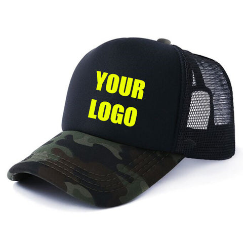 Sidiou Group Acrylic Custom Logo Camo Printed Baseball Caps DIY Mesh Snapback Caps Adult Summer Breathable Trucker Hats