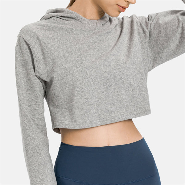 Sidiou Group Anniou Womens Workout Cropped Hoodie Long Sleeve Sweatshirt Casual Pullover Sweatshirts for Running Training