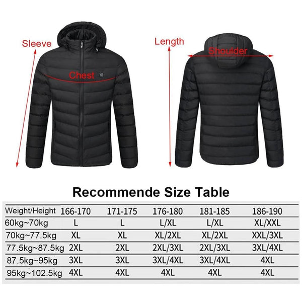 Sidiou Group Anniou Men 8 area Smart Heated Jackets Autumn Winter Warm Flexible Thermal Hooded Jackets USB Electric Heated Coat