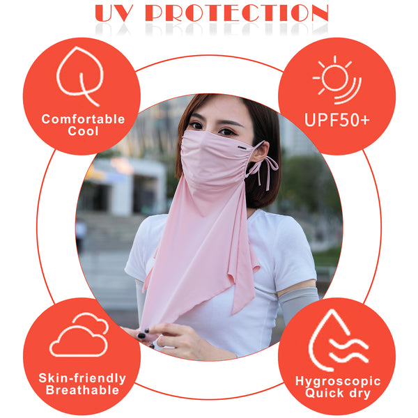 Sidiou Group Anniou Summer Women Cool Ice Silk Sunscreen Headwear UPF 50+ Anti UV Protective Face Cover For Motorcycle Running