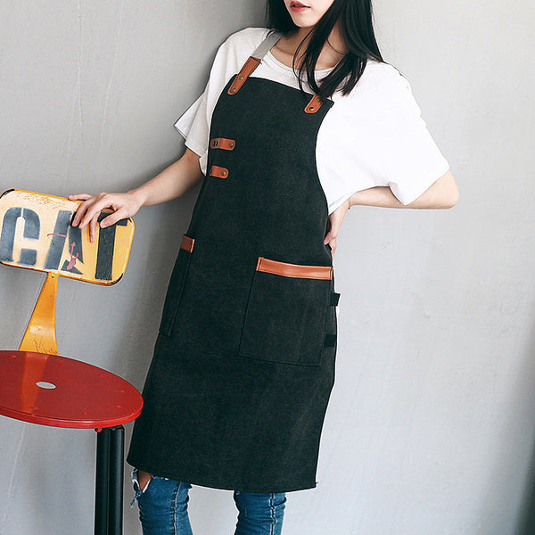China Wholesale Custom Apron Printing Retro Padded Shoulder Strap Wash Canvas Men And Women Personalized LOGO Overalls Design Own Apron