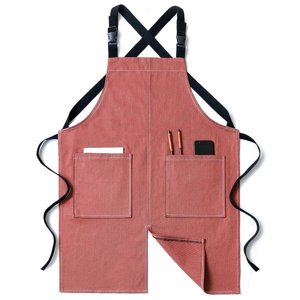 Fashion Apron Custom Design Cafe Shop Hair Stylist Bar Waiter Work Overalls For Men And Women Denim Customized Aprons With Embroidered Logo