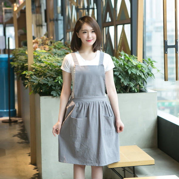 Sidiou Group Dropshipping Custom logo 100% Cotton Dress Series Customized Apron For Women Restaurant Cafe Kitchen Aprons Made To Order