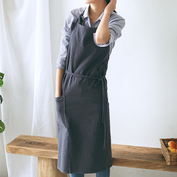 New Unisex Flax Simple Long Apron Bib Baking Smock Chef Cafe Custom Aprons Online Personalised Logo Embroidered Work Aprons