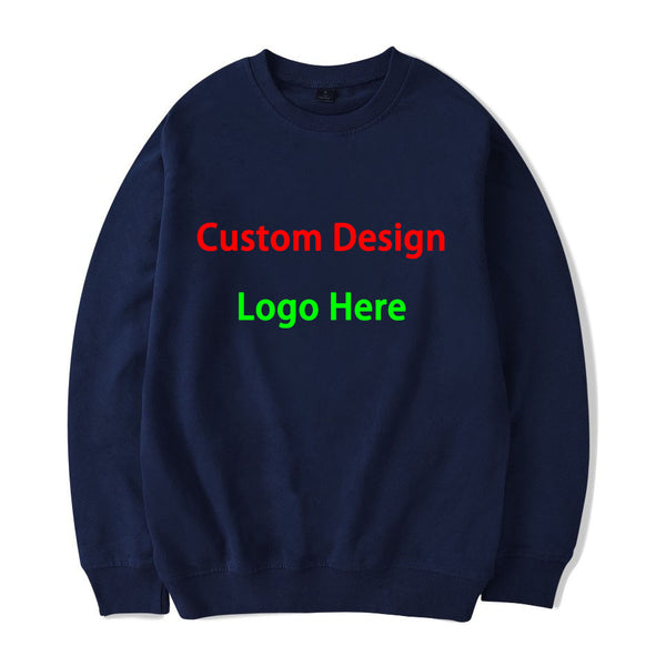 Custom Design Your Own Logo O-Neck Sweatshirt Autumn Long Sleeve Casual Pullovers Hoodies Tops Women Personalised Clothing