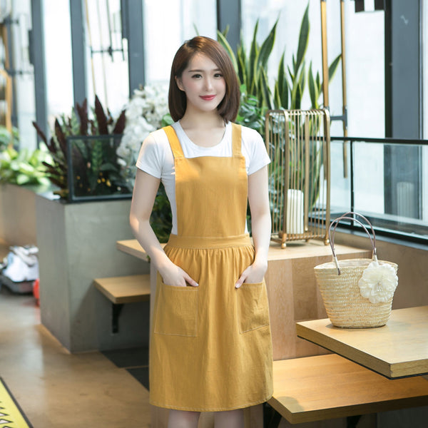 Sidiou Group Dropshipping Custom logo 100% Cotton Dress Series Customized Apron For Women Restaurant Cafe Kitchen Aprons Made To Order
