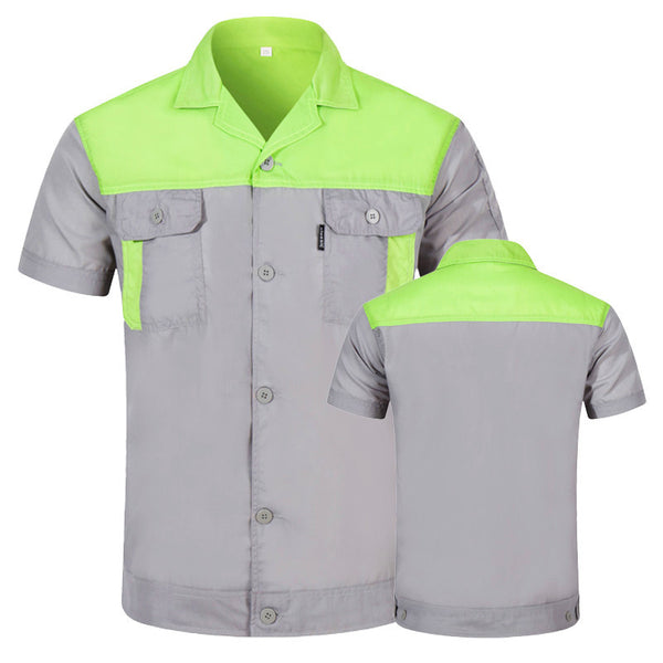 Custom Printed Logo Workwear Summer Top Factory Breathable Auto Repair Service Half Sleeve Men's Engineering Work Uniform