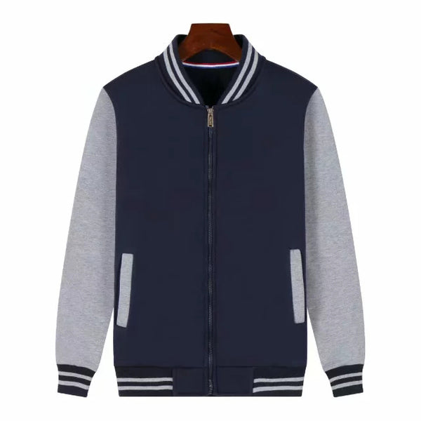 Wholesale Create Your Own Long Sleeve Cotton Zipper Patchwork Fleece Varsity Jacket Design Logo Embroidered Jackets For Unisex Custom Baseball Jacket