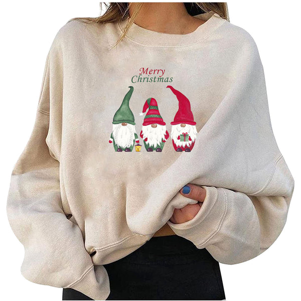Sidiou Group Anniou Women's Christmas Casual Loose Blouse Pullover Printing Long-sleeved Fashion Comfortable Warm Sweatshirt