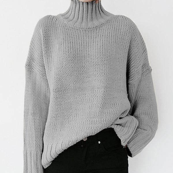 Sidiou Group Anniou Autumn Winter Women Solid Knitted Thick Sweater Turtleneck Keep Warm Long Sleeve Casual Loose Pullovers Sweaters Top