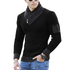 Sidiou Group Anniou Autumn Fashion Soft Slim Men's Knit Sweater Long Sleeve Scarf Collar Sweaters Pullover for Men