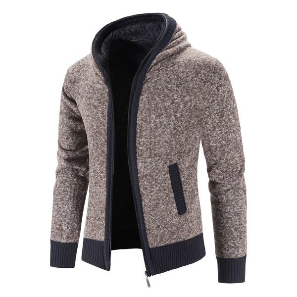Sidiou Group Anniou Autumn Winter Men's Zipper Cardigan Fashion Long Sleeves Sweaters Casual Solid Hooded Sweater