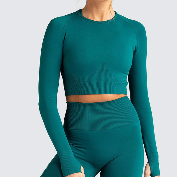 Sidiou Group Anniou Workout Clothes For Women Multi Colors Seamless Yoga Set Sportwear Gym Set Long Sleeve Crop Top High Waist Sport Leggings