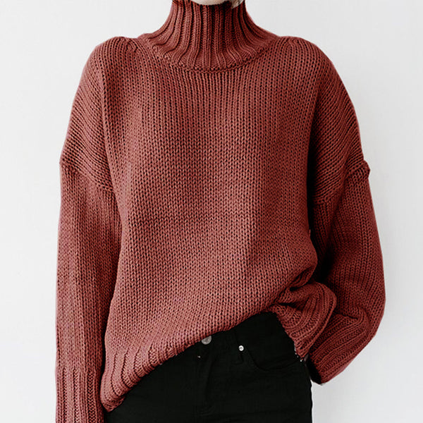 Sidiou Group Anniou Autumn Winter Women Solid Knitted Thick Sweater Turtleneck Keep Warm Long Sleeve Casual Loose Pullovers Sweaters Top
