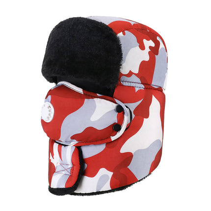 Sidiou Group Winter Cold Windproof Ski Cap Camouflage Fleece Warm Hat With Mask Outdoor Motorcycle Ear Flap Trooper Hat For Unisex