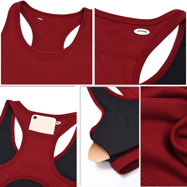 Sidiou Group Anniou Women Sports Bra Phone Back Pocket Full Coverage Yoga Bra Running Exercise Fitness Bra Top Gym Jogging Sport Underwear