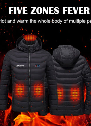 Anniou Dual Switch Unisex Hooded Winter Heating Coat - Sidiou Group