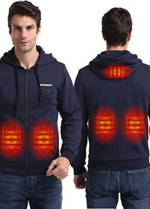 Anniou Men's Navy Heated Zip Up Hoodie - Sidiou Group