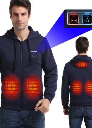 Anniou Men's Navy Heated Zip Up Hoodie - Sidiou Group