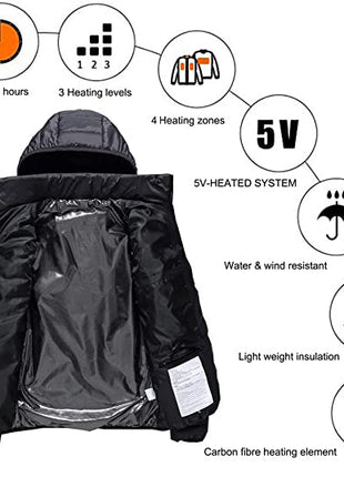 Anniou Unisex Hooded Heated Duck Down Jacket - Sidiou Group