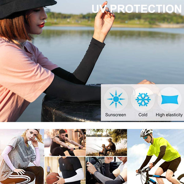 Sidiou Group Anniou Anti UV Sun Protection Ice Silk Sleeves Warmer Cooling Arm Cover UPF 50+ Sunscreen Cuff Sleeve for Men Women Cycling Running