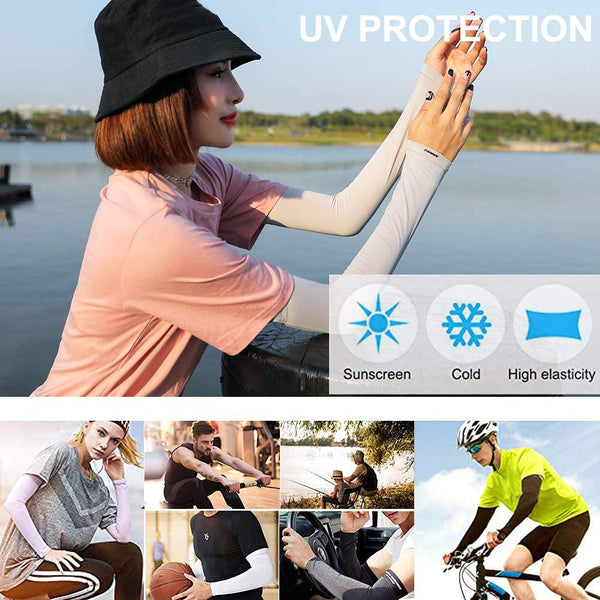Sidiou Group Anniou UPF 50+ Sunscreen Cuff Sleeve for Men Women Breathable Anti UV Sun Protection Ice Silk Sleeves Warmer Cooling Arm Cover
