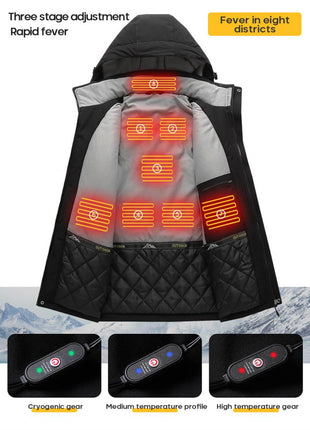 Men and Women's 8 Area Heated Ski Jacket - Sidiou Group