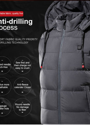 Plus Size Hooded Winter Heated Vest - Sidiou Group